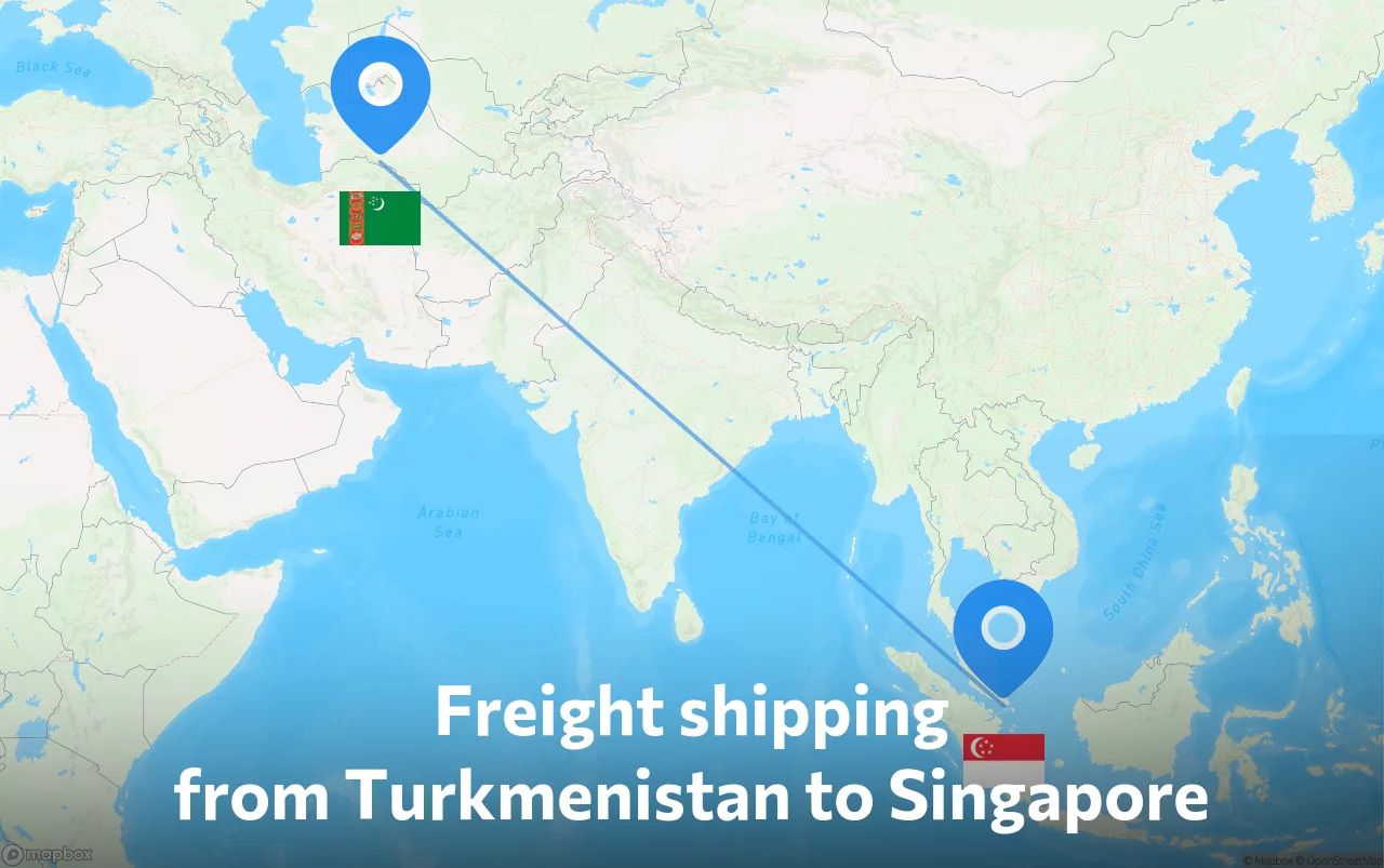 Shipping route from Turkmenistan to Singapore