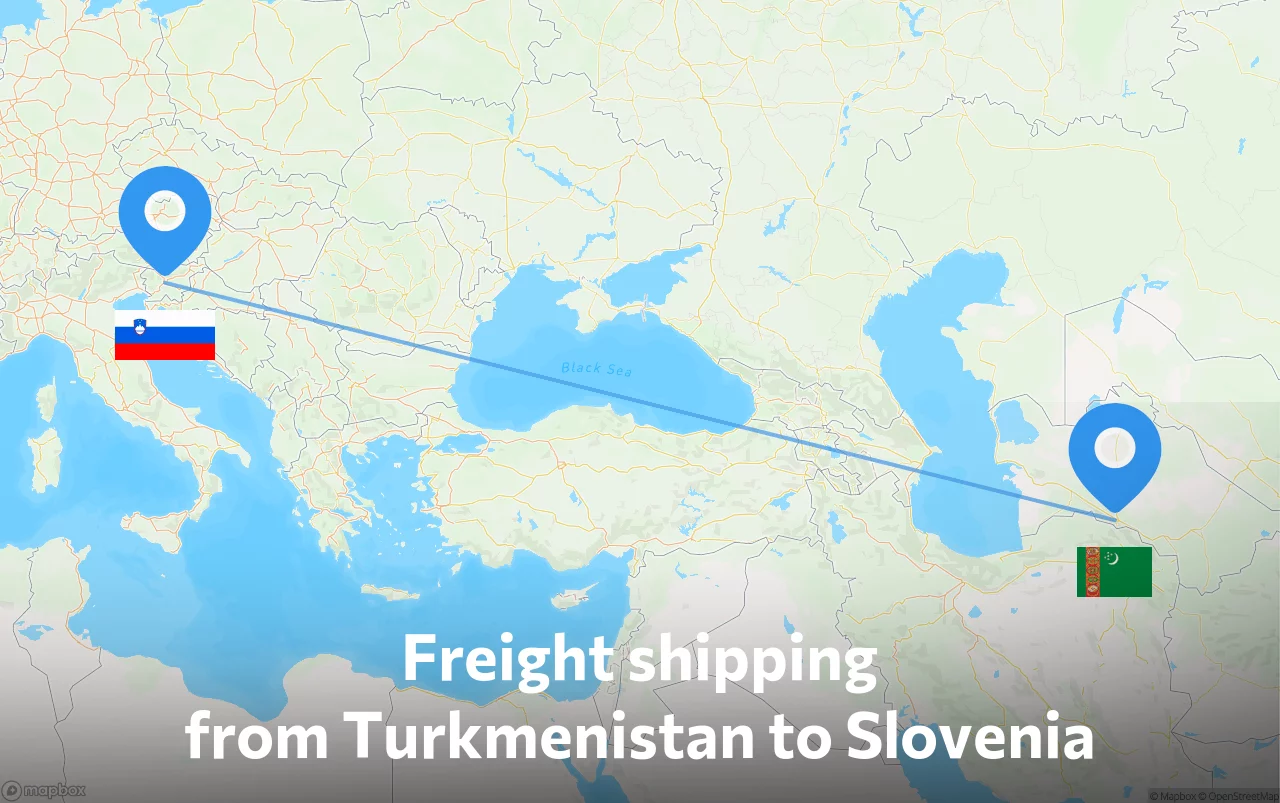 Shipping route from Turkmenistan to Slovenia