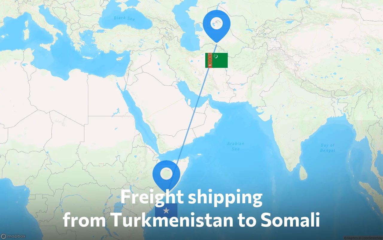 Shipping route from Turkmenistan to Somali