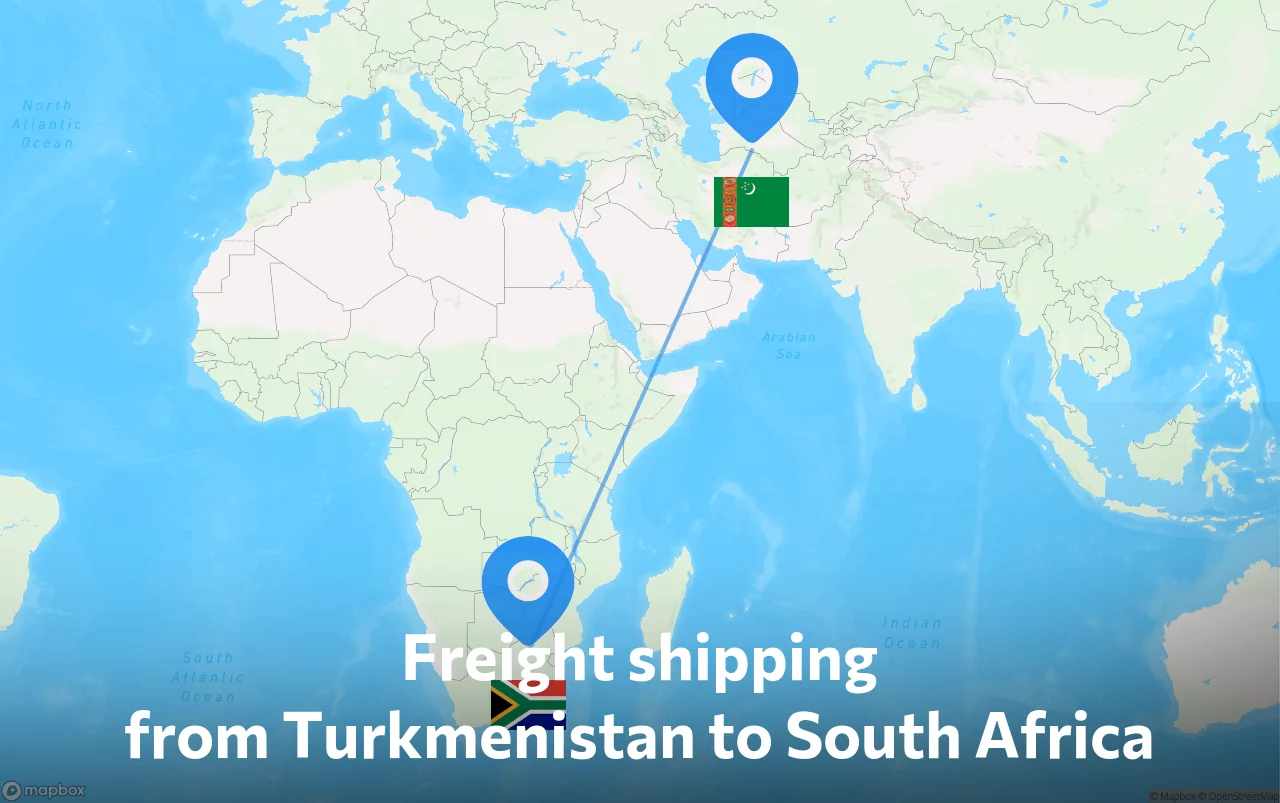 Shipping route from Turkmenistan to South Africa