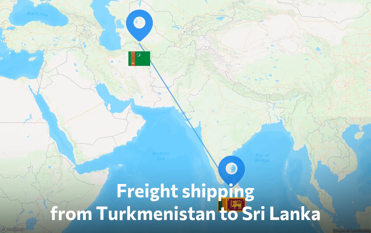 Shipping route from Turkmenistan to Sri Lanka