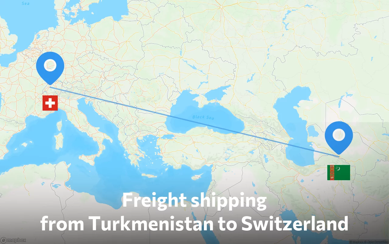 Shipping route from Turkmenistan to Switzerland