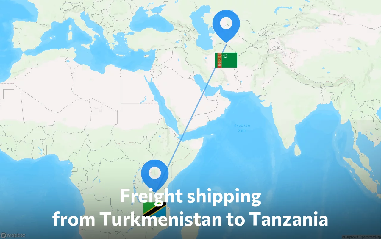 Shipping route from Turkmenistan to Tanzania