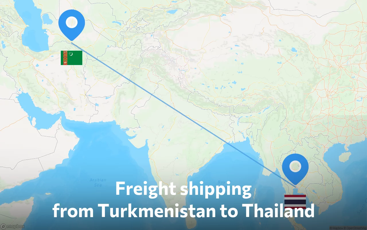 Shipping route from Turkmenistan to Thailand