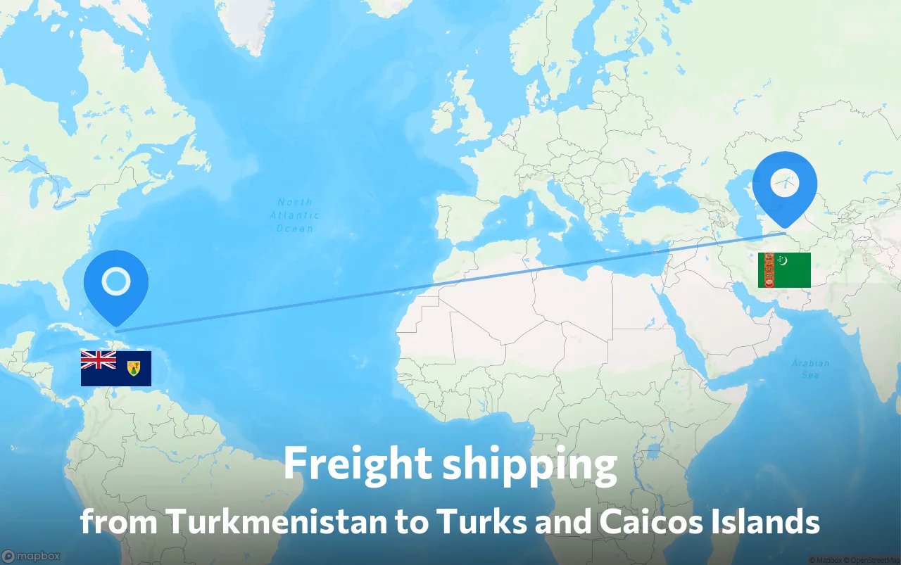Shipping route from Turkmenistan to Turks and Caicos Islands