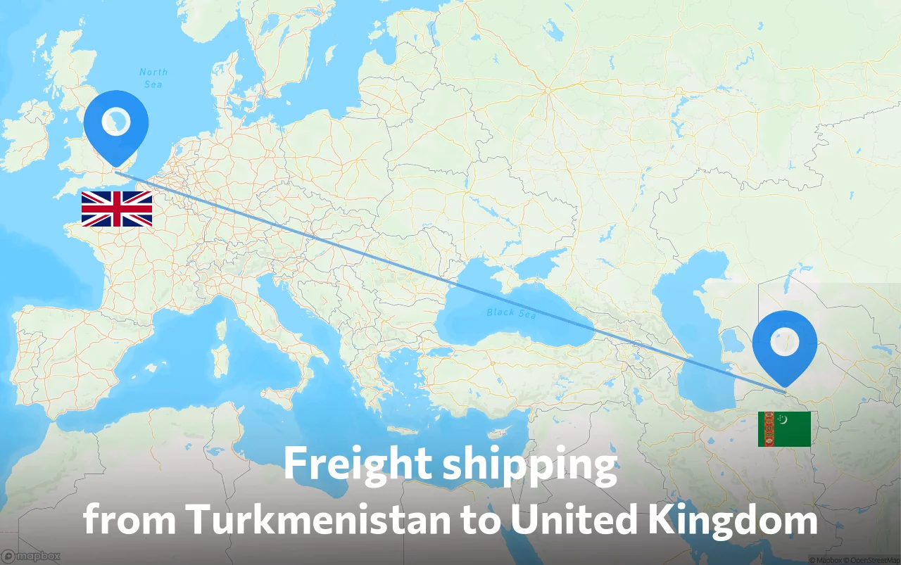 Shipping route from Turkmenistan to United Kingdom