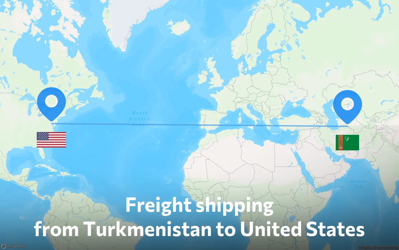 Shipping route from Turkmenistan to United States