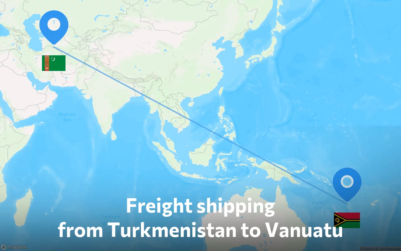 Shipping route from Turkmenistan to Vanuatu