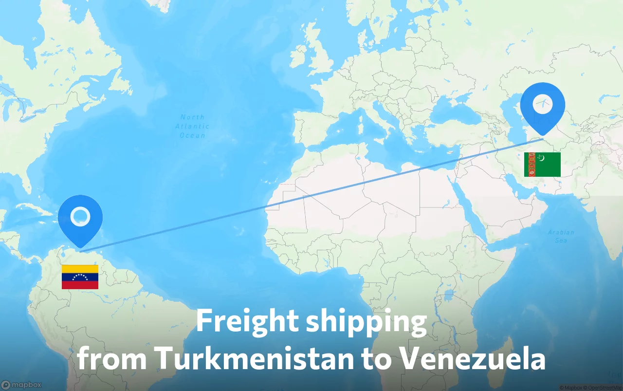 Shipping route from Turkmenistan to Venezuela