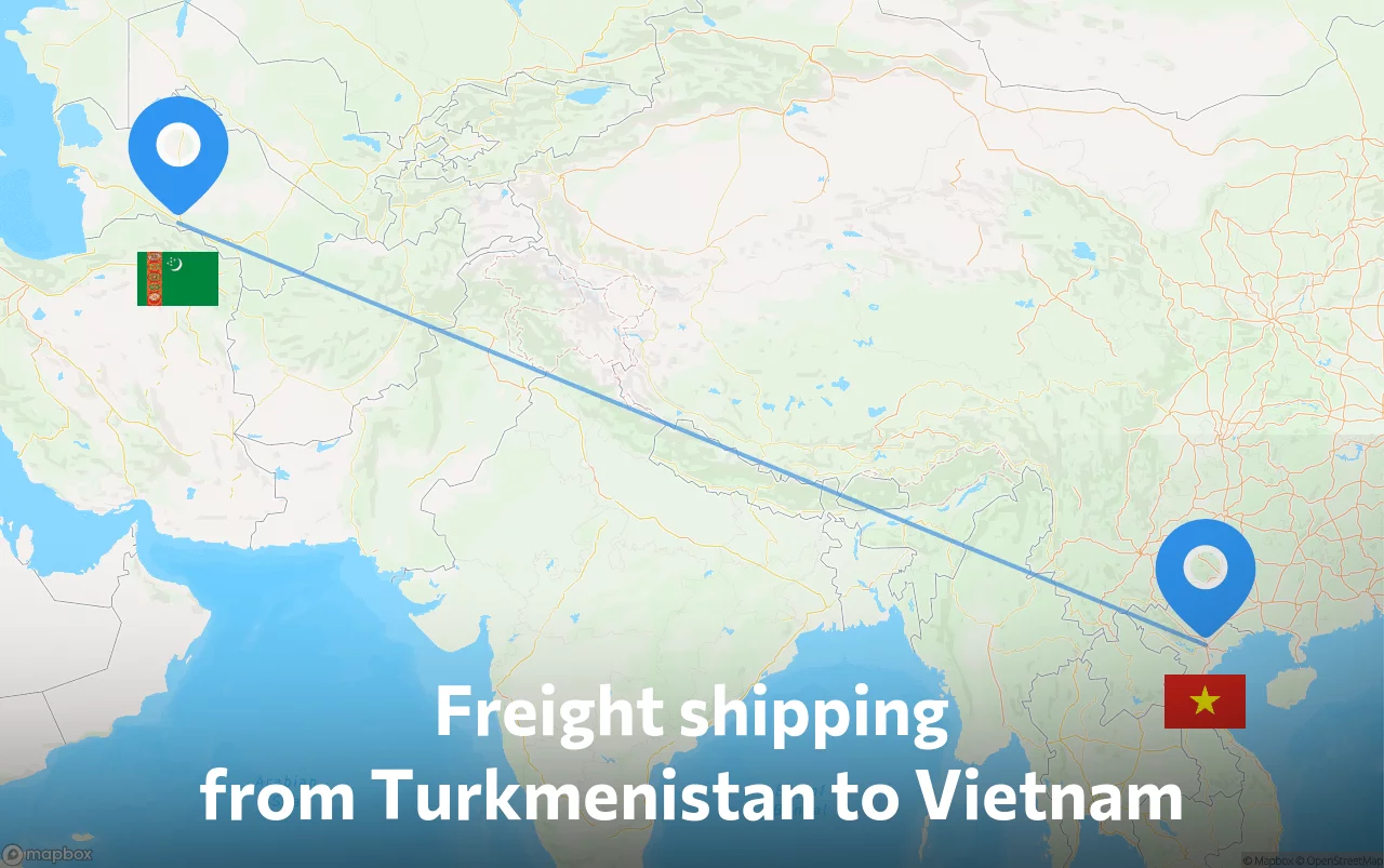 Shipping route from Turkmenistan to Vietnam