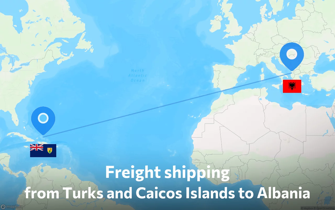 Shipping route from Turks and Caicos Islands to Albania