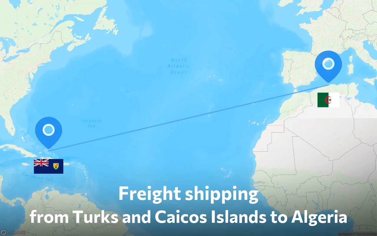 Shipping route from Turks and Caicos Islands to Algeria