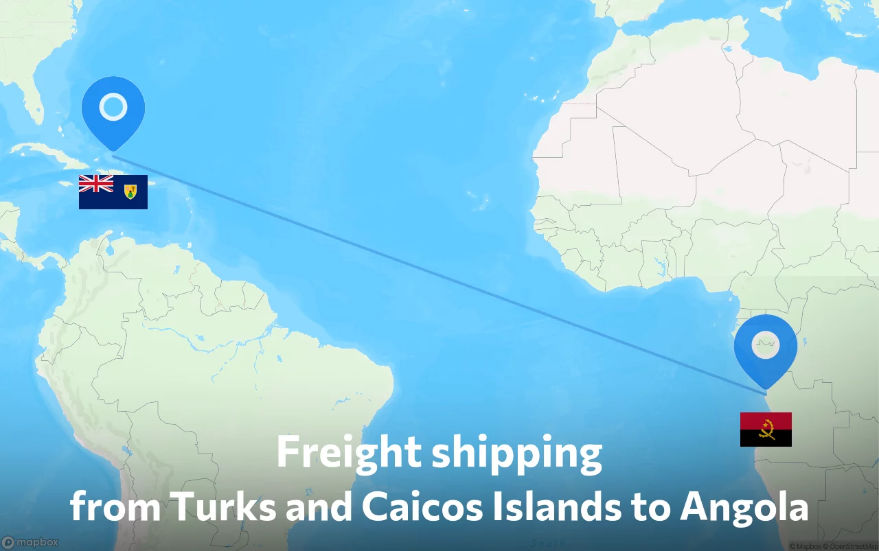 Shipping route from Turks and Caicos Islands to Angola