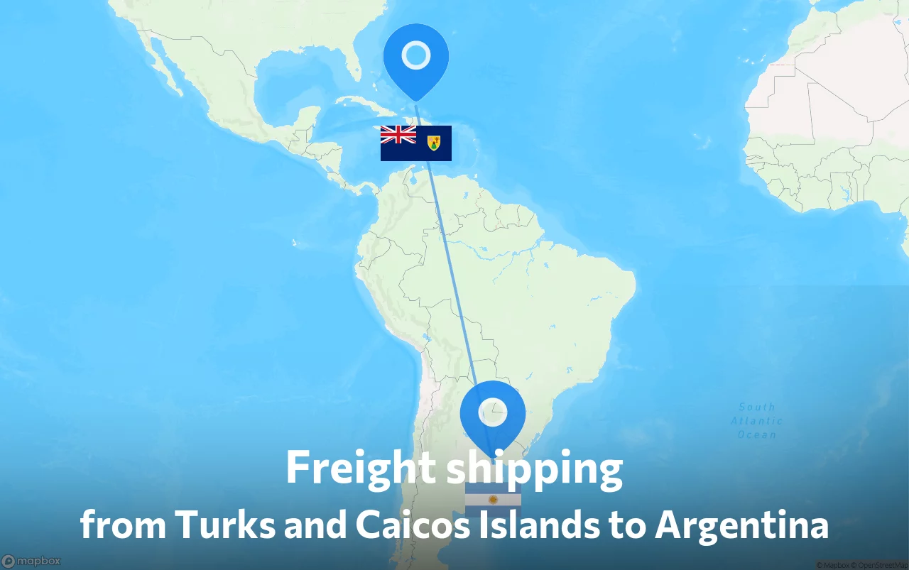 Shipping route from Turks and Caicos Islands to Argentina