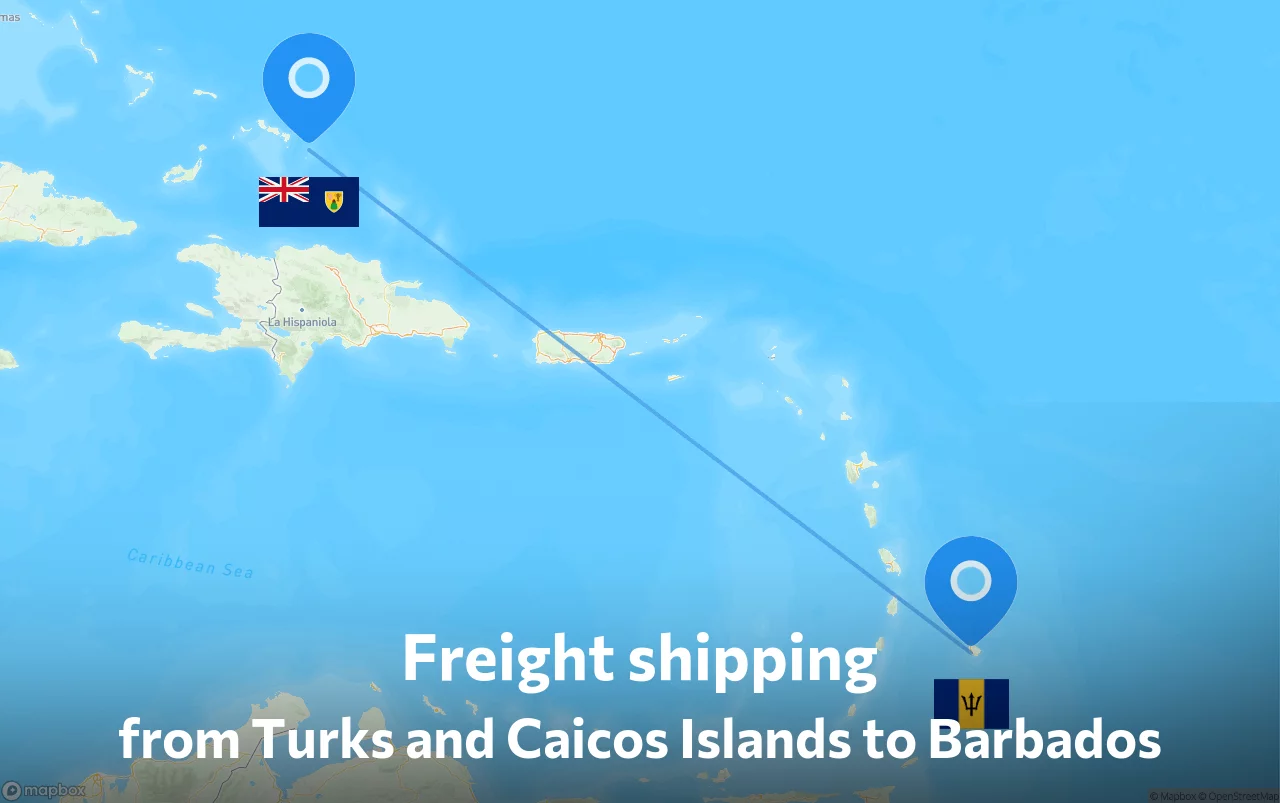 Shipping route from Turks and Caicos Islands to Barbados