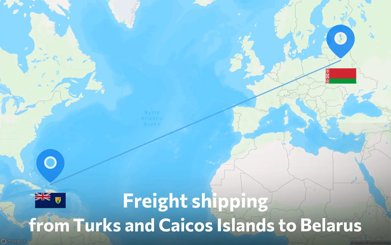 Shipping route from Turks and Caicos Islands to Belarus