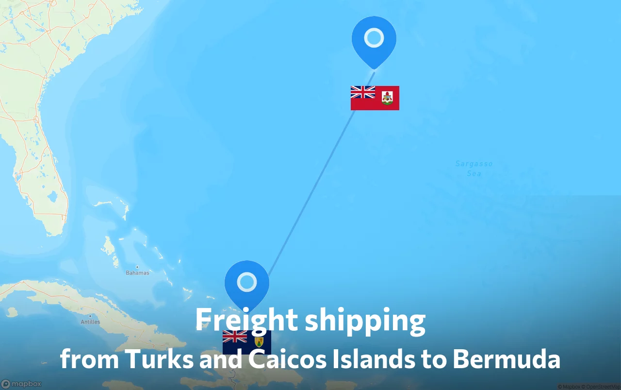 Shipping route from Turks and Caicos Islands to Bermuda
