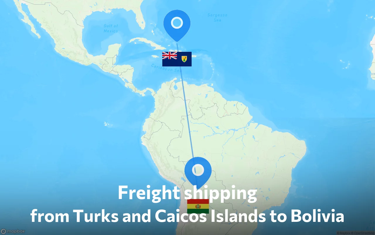 Shipping route from Turks and Caicos Islands to Bolivia
