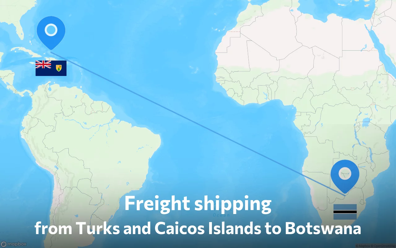 Shipping route from Turks and Caicos Islands to Botswana