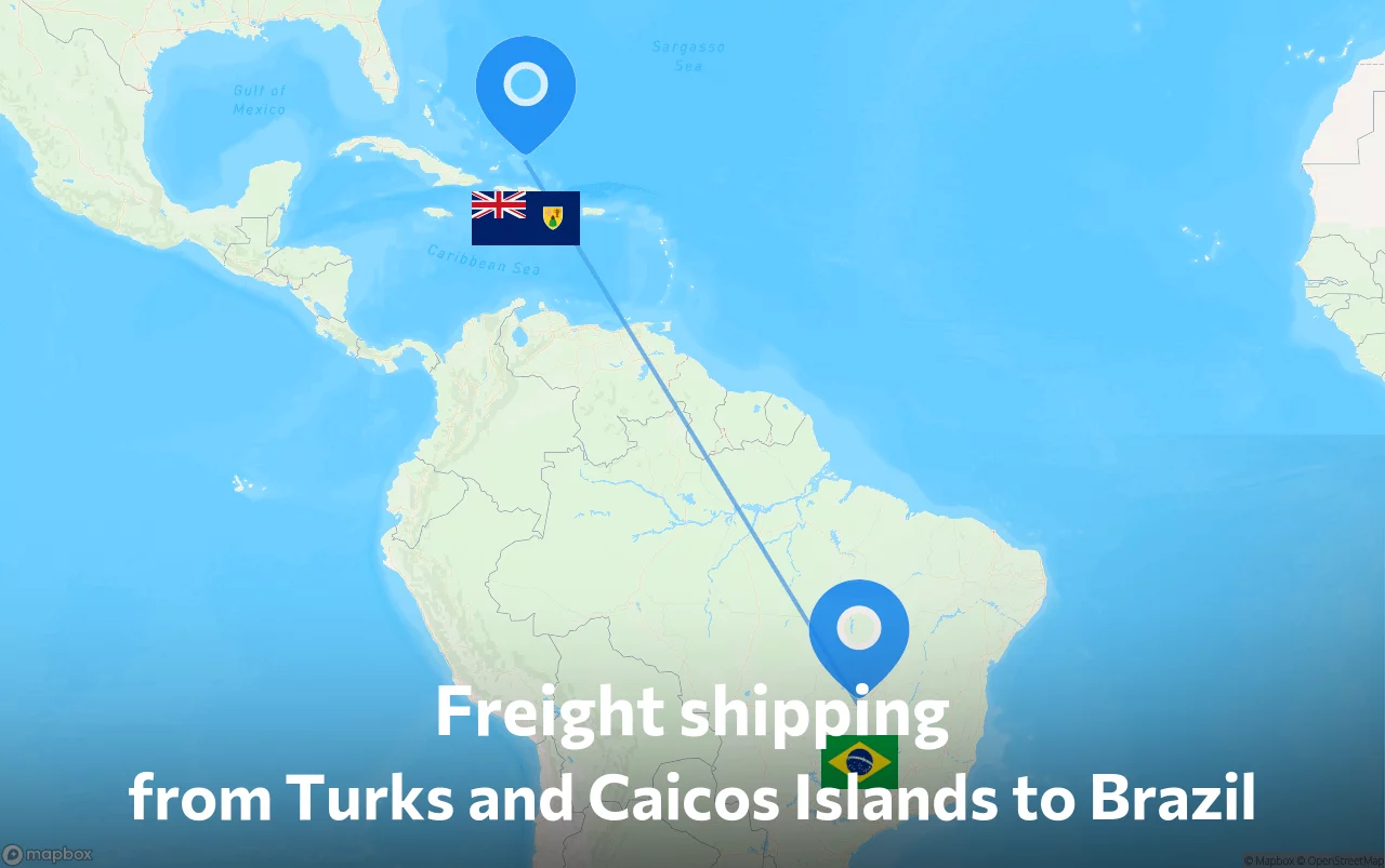 Shipping route from Turks and Caicos Islands to Brazil