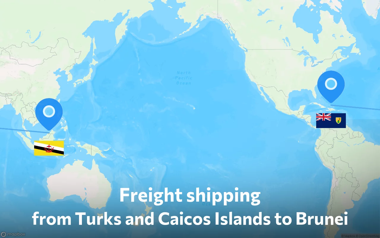 Shipping route from Turks and Caicos Islands to Brunei