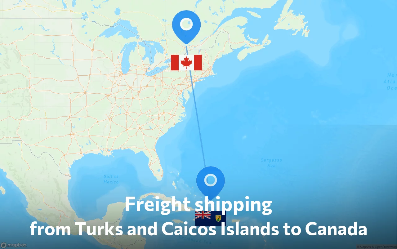 Shipping route from Turks and Caicos Islands to Canada