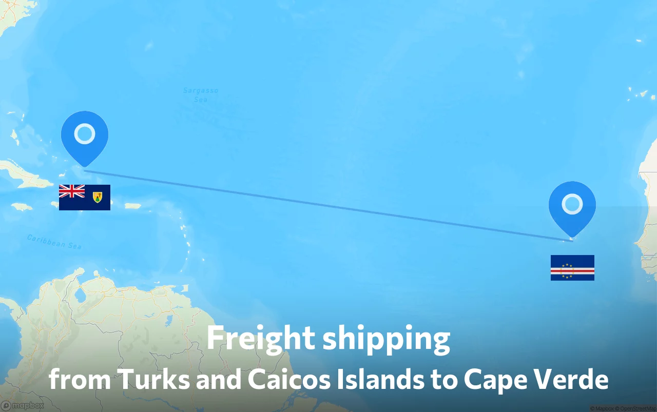 Shipping route from Turks and Caicos Islands to Cape Verde