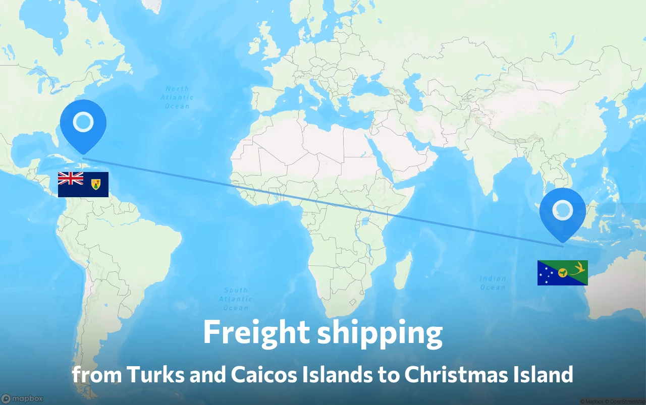 Shipping route from Turks and Caicos Islands to Christmas Island