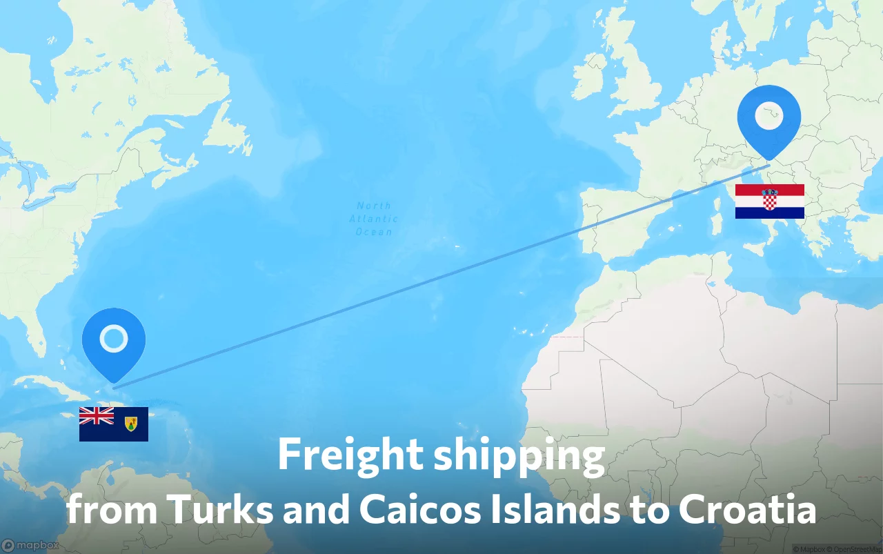 Shipping route from Turks and Caicos Islands to Croatia