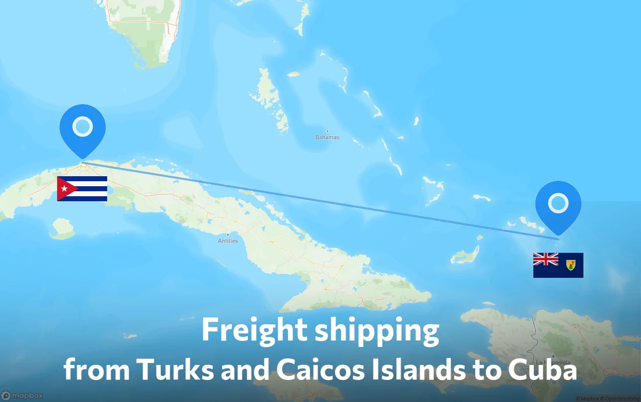 Shipping route from Turks and Caicos Islands to Cuba