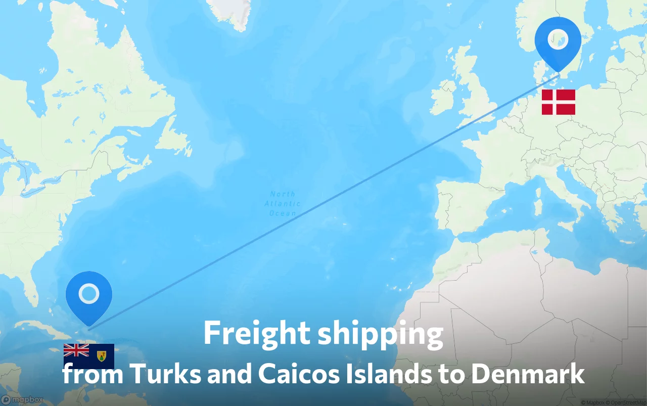 Shipping route from Turks and Caicos Islands to Denmark