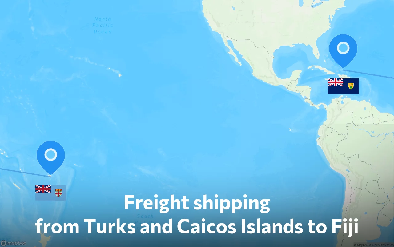 Shipping route from Turks and Caicos Islands to Fiji