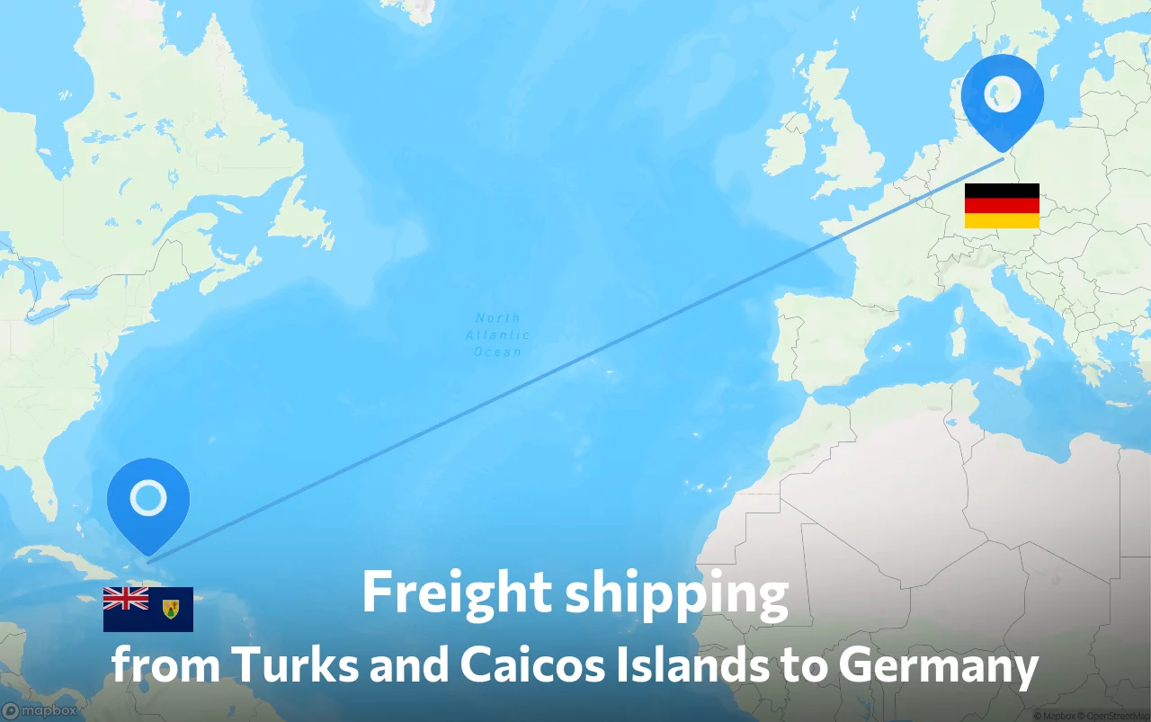 Shipping route from Turks and Caicos Islands to Germany