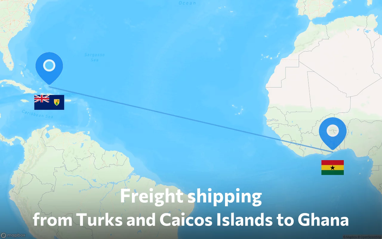Shipping route from Turks and Caicos Islands to Ghana