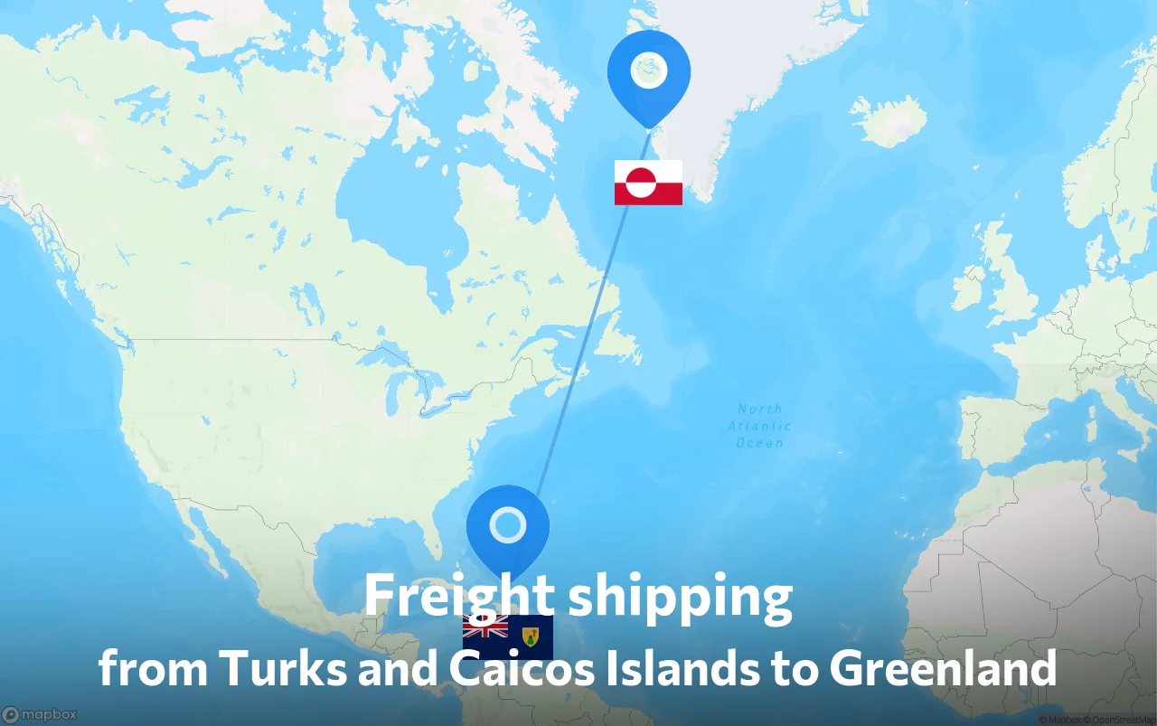 Shipping route from Turks and Caicos Islands to Greenland