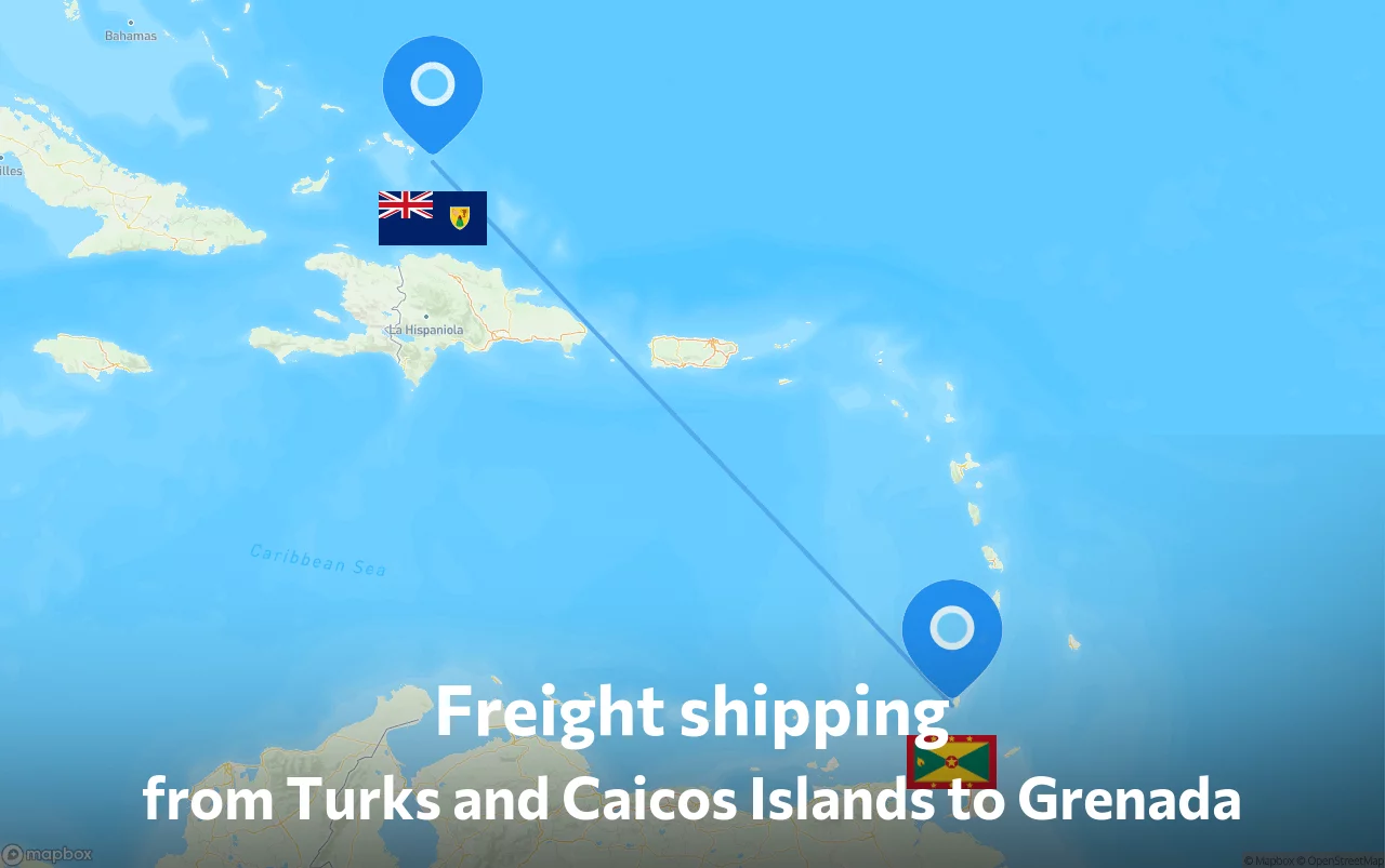 Shipping route from Turks and Caicos Islands to Grenada