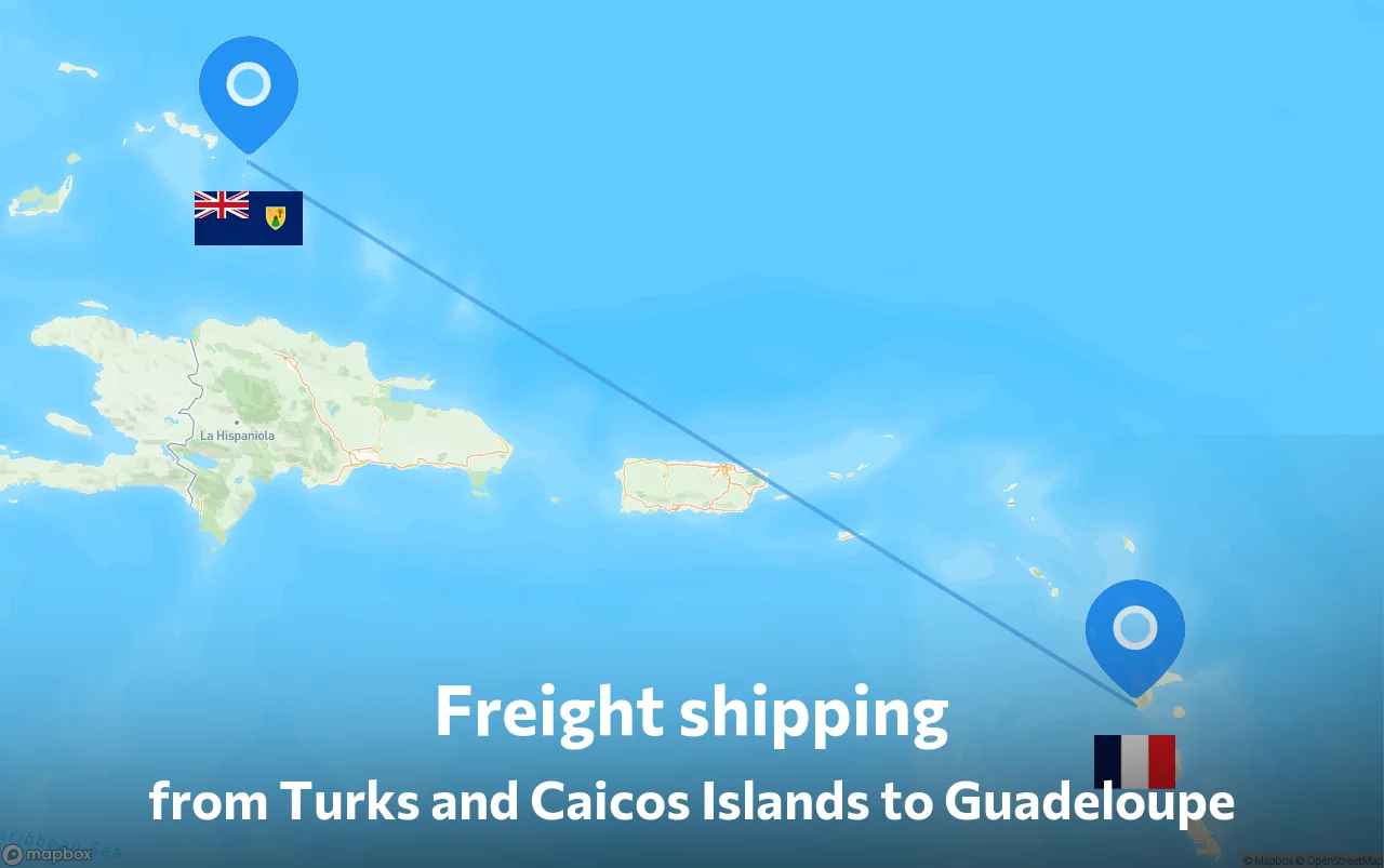 Shipping route from Turks and Caicos Islands to Guadeloupe