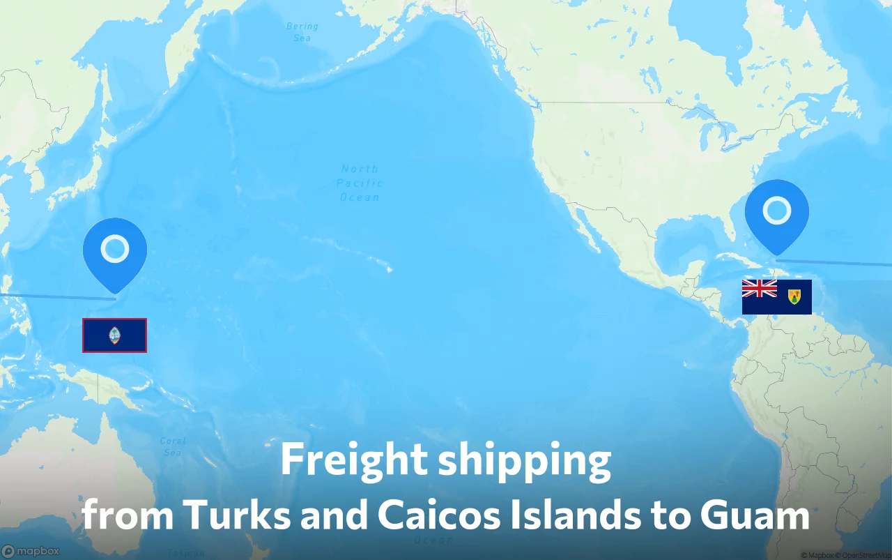 Shipping route from Turks and Caicos Islands to Guam