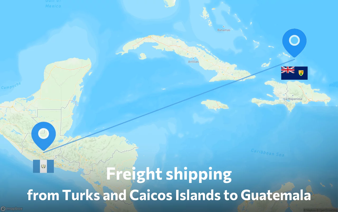Shipping route from Turks and Caicos Islands to Guatemala