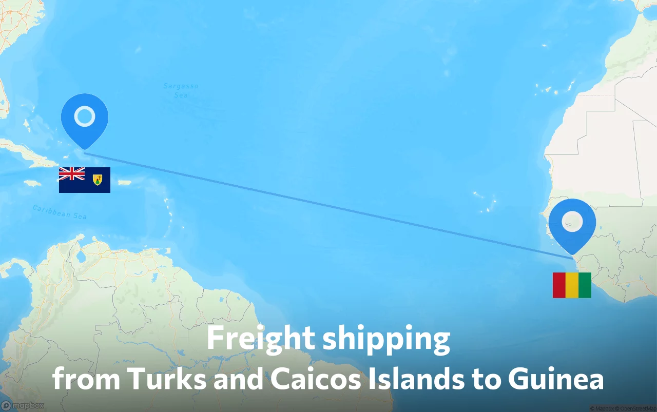 Shipping route from Turks and Caicos Islands to Guinea