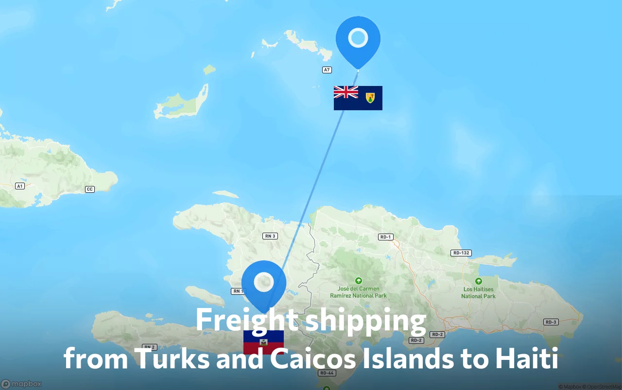 Shipping route from Turks and Caicos Islands to Haiti