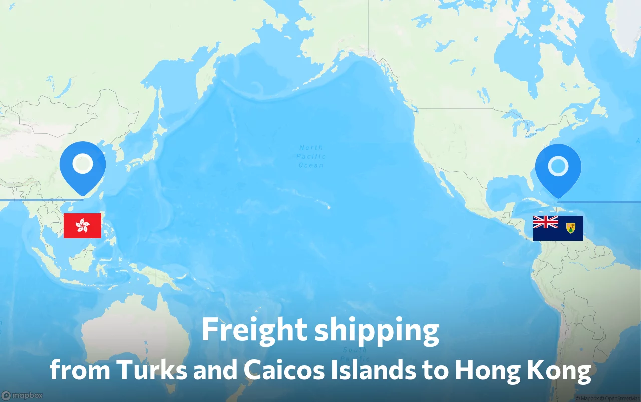 Shipping route from Turks and Caicos Islands to Hong Kong