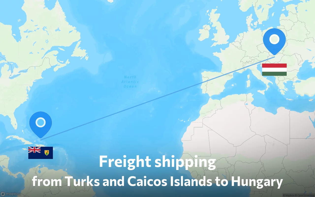 Shipping route from Turks and Caicos Islands to Hungary