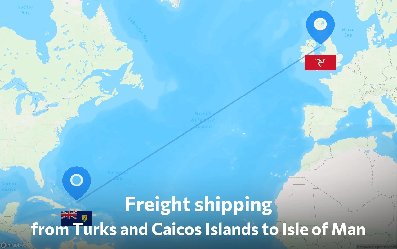 Shipping route from Turks and Caicos Islands to Isle of Man