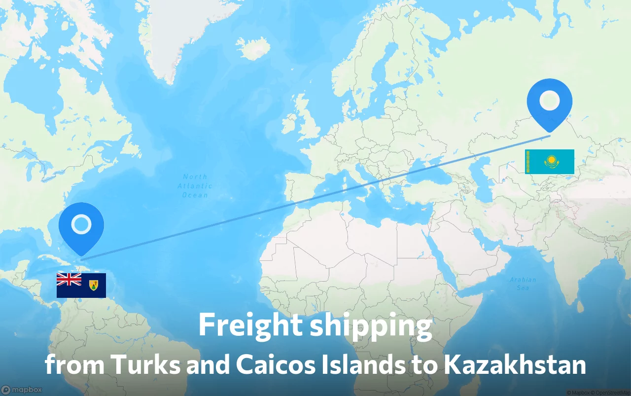 Shipping route from Turks and Caicos Islands to Kazakhstan