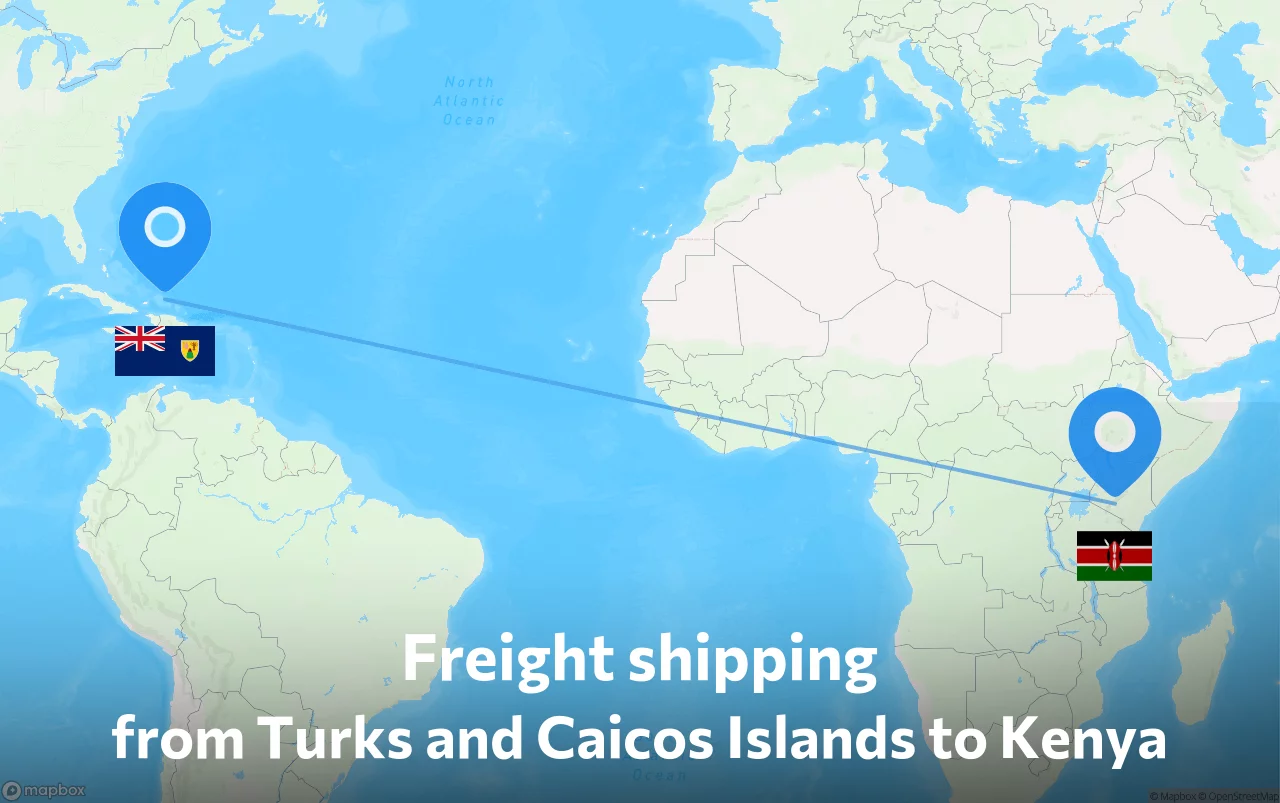 Shipping route from Turks and Caicos Islands to Kenya