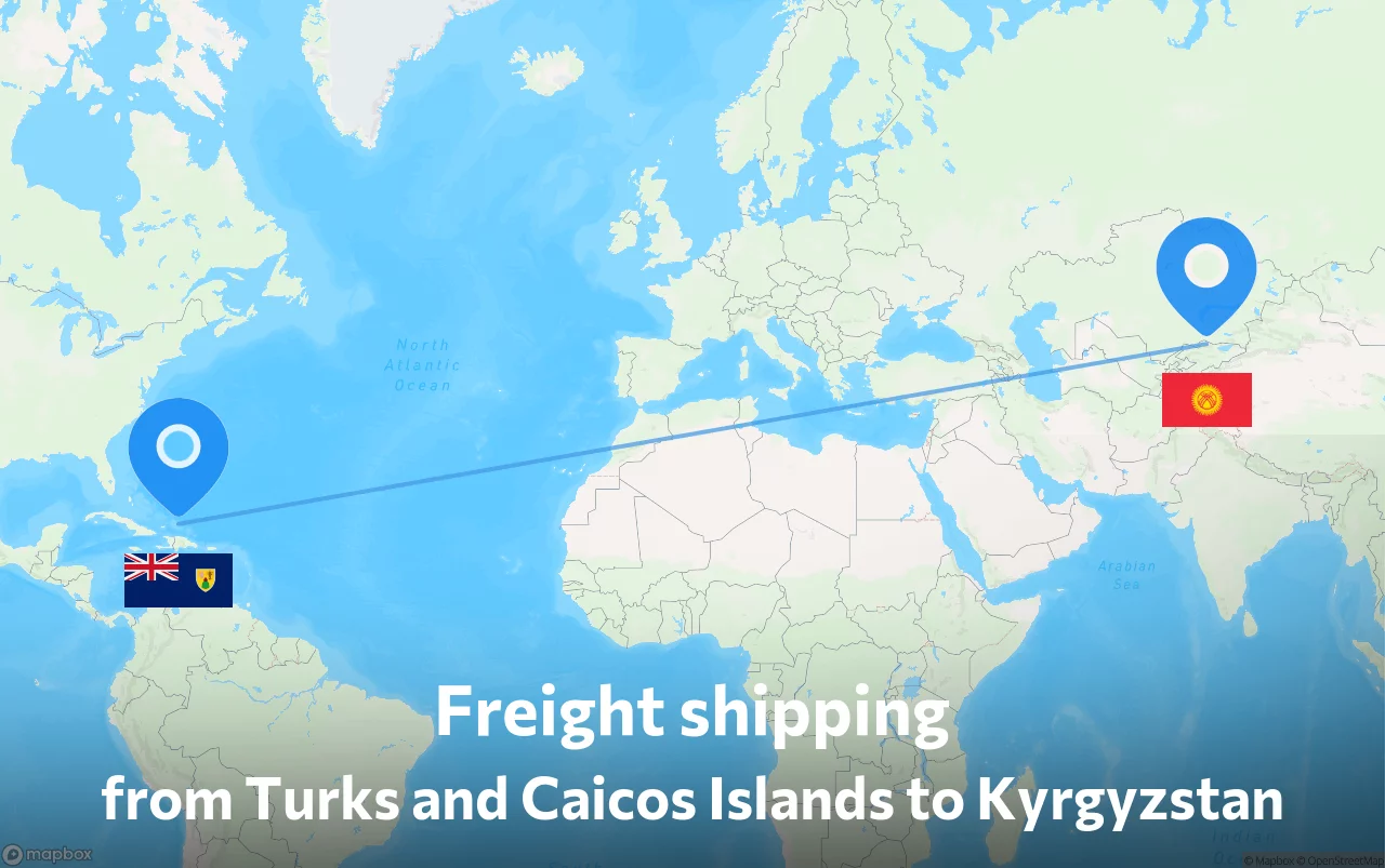Shipping route from Turks and Caicos Islands to Kyrgyzstan