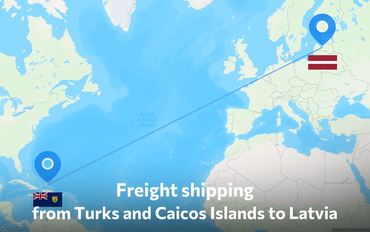 Shipping route from Turks and Caicos Islands to Latvia