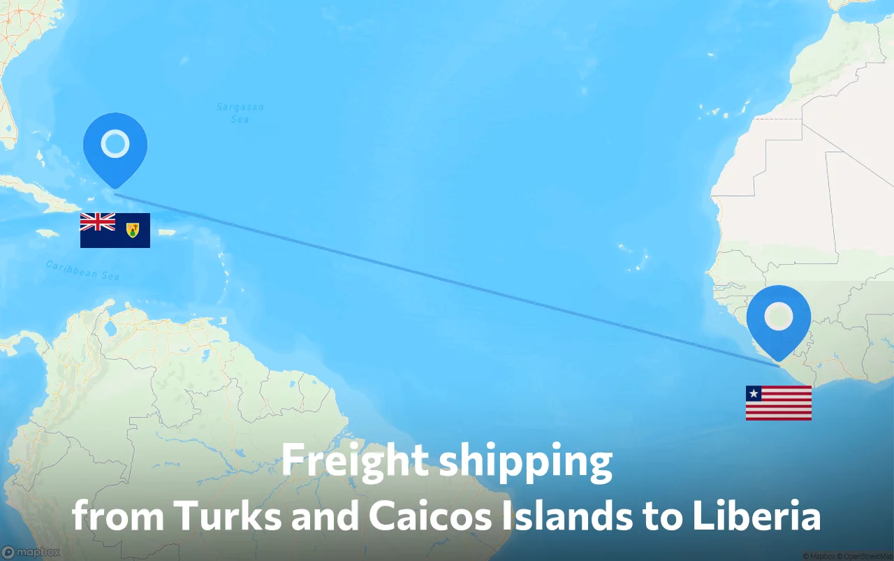 Shipping route from Turks and Caicos Islands to Liberia