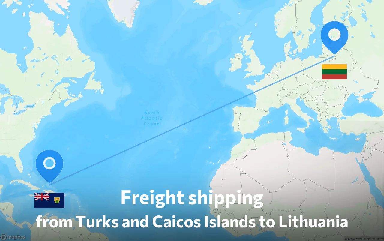 Shipping route from Turks and Caicos Islands to Lithuania
